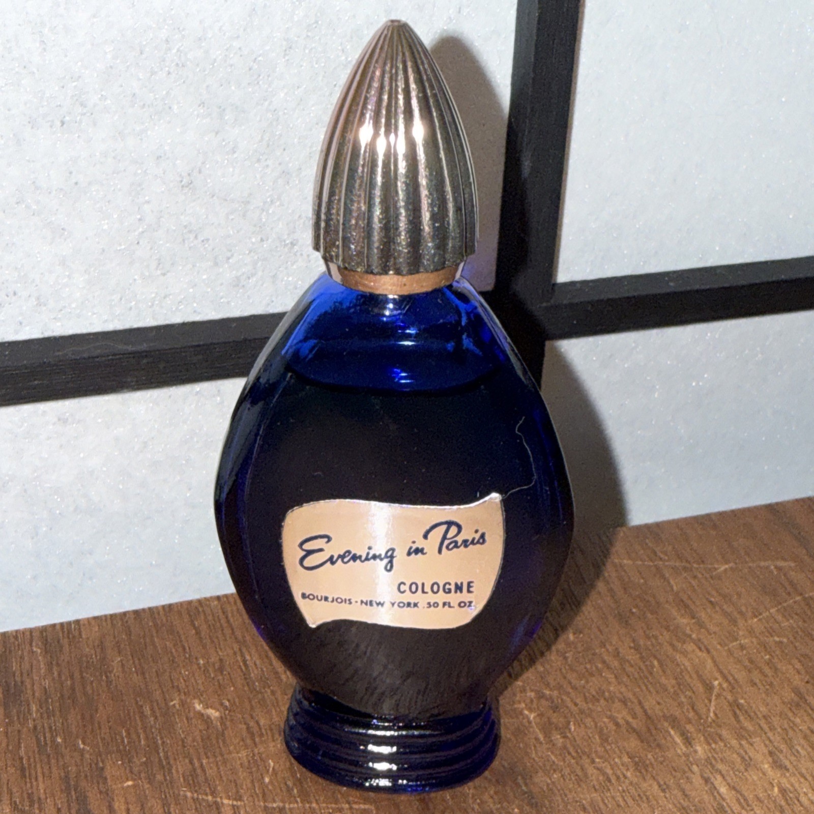 Evening In Paris Bourjois Colbalt Blue Bottle Classic Eau De Cologne .50 oz