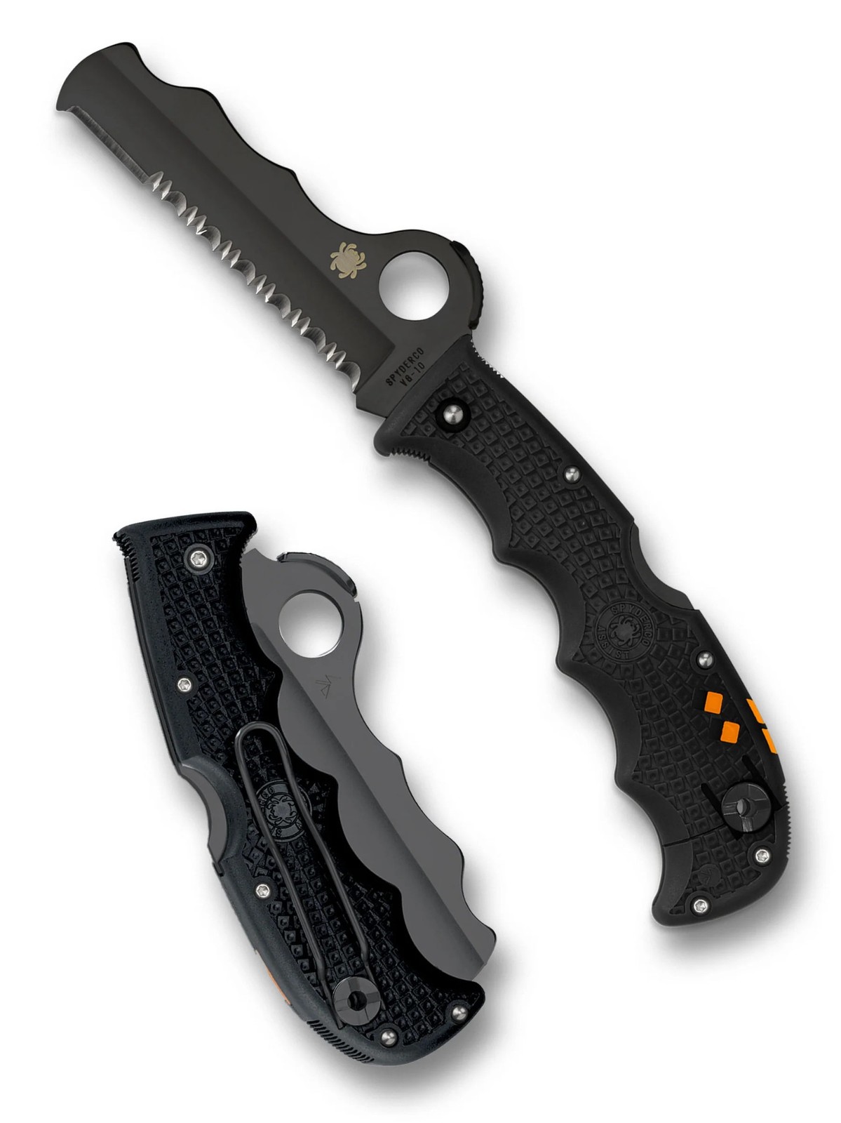 Spyderco Assist Rescue Knife Black Combo Edge VG-10 Blade Black FRN C79PSBBK