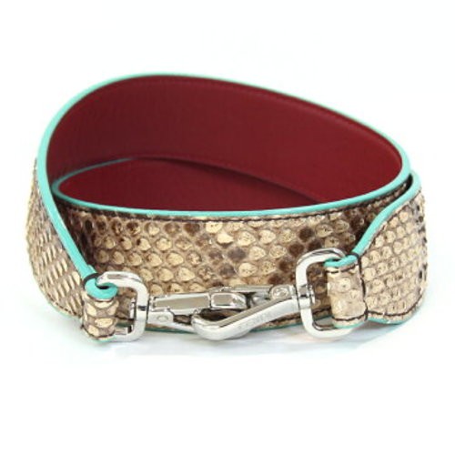 FENDI Strap You Python and Leather Shoulder Strap for Bags Brown Mint green z36