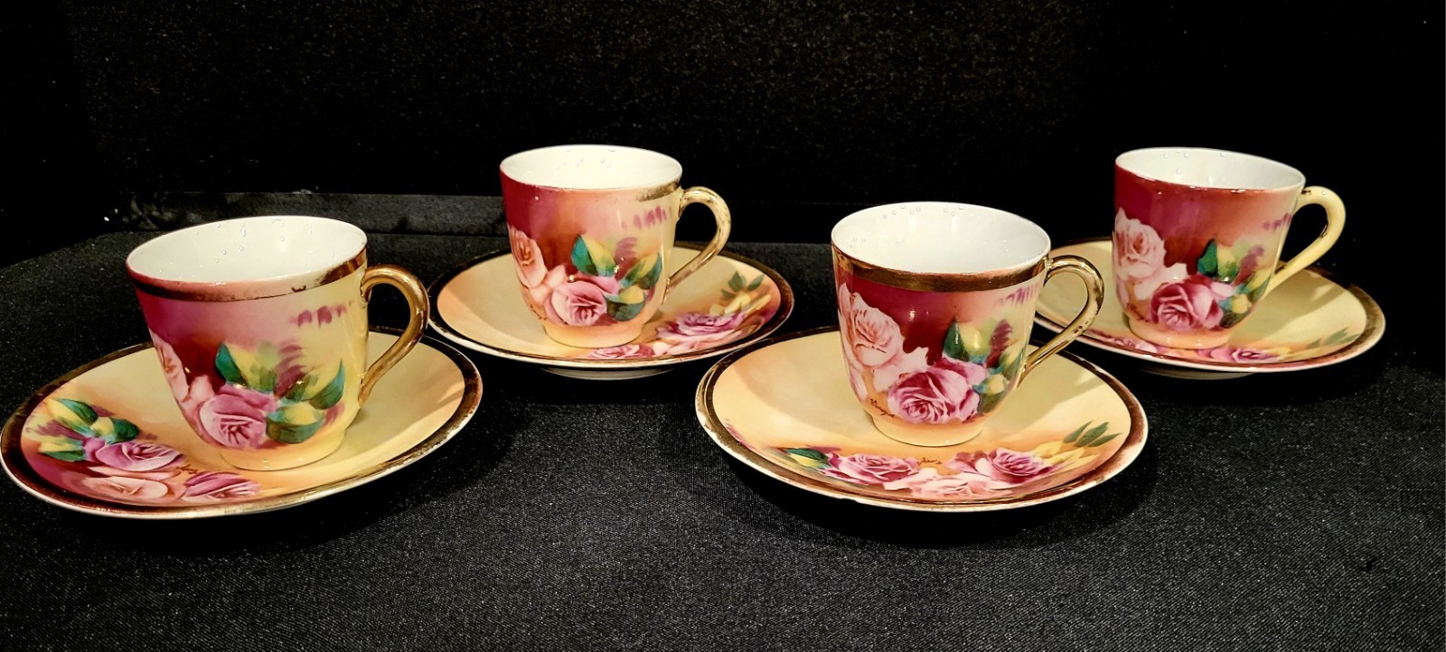 C.T. CARL TIELSCH DEMITASSE CUP AND SAUCER SET OF 4 VINTAGE? ANTIQUE? GERMANY
