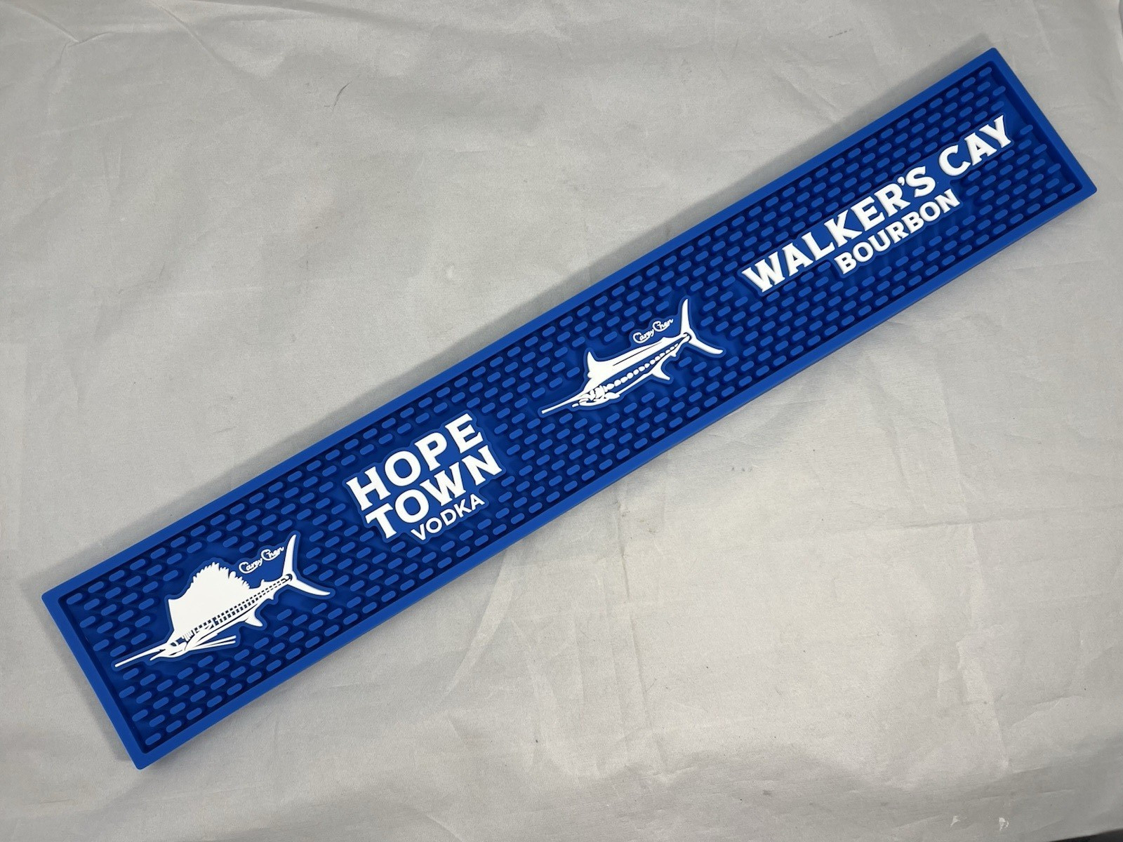 Hope Town Vodka Walker\'s Cay Bourbon RUBBER BAR MAT Liquor Rail Spill Runner