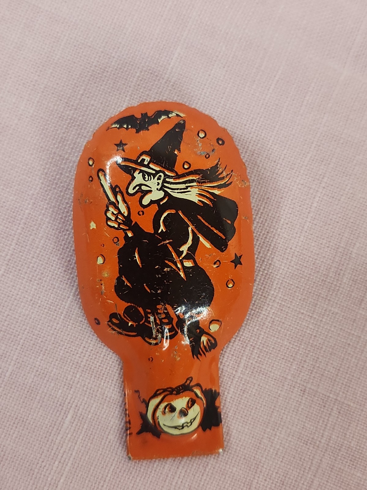 Vintage Kirchhof Halloween Tin Litho Clicker Noisemaker Witch Pumpkin Bat Toy