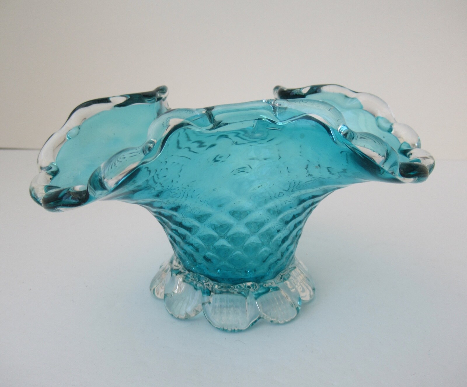 Blue Glass Fluted Open Candy Dish Blue Glass Fluted Open Candy Dish