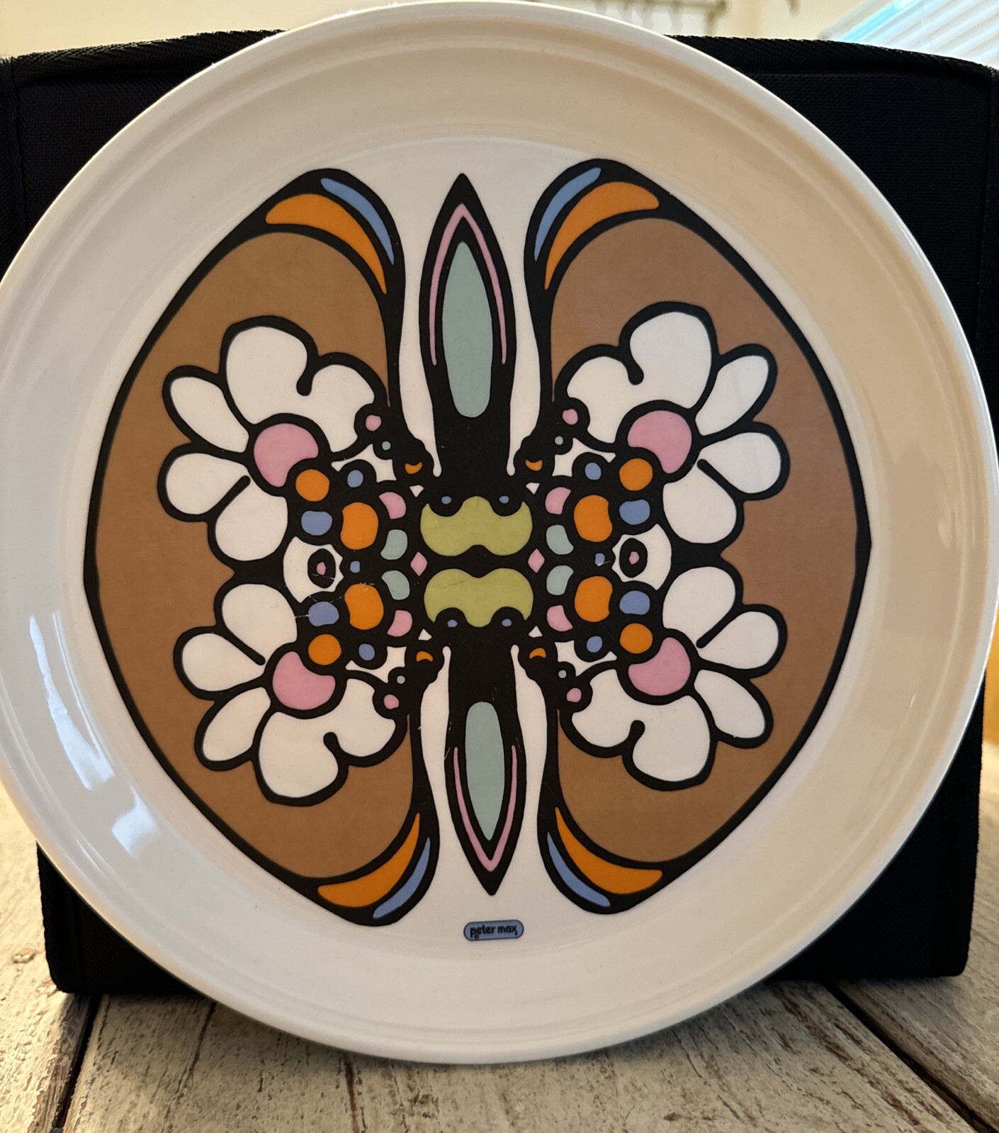 Mid Century 60\'s Peter Max Butterfly Daises 10” China Iroquois Psychedelic Plate