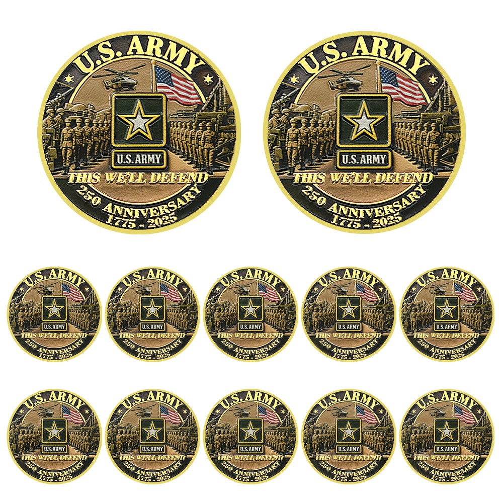 10Pcs US Army 250th Anniversary Challenge Coin Military Collectible Medal