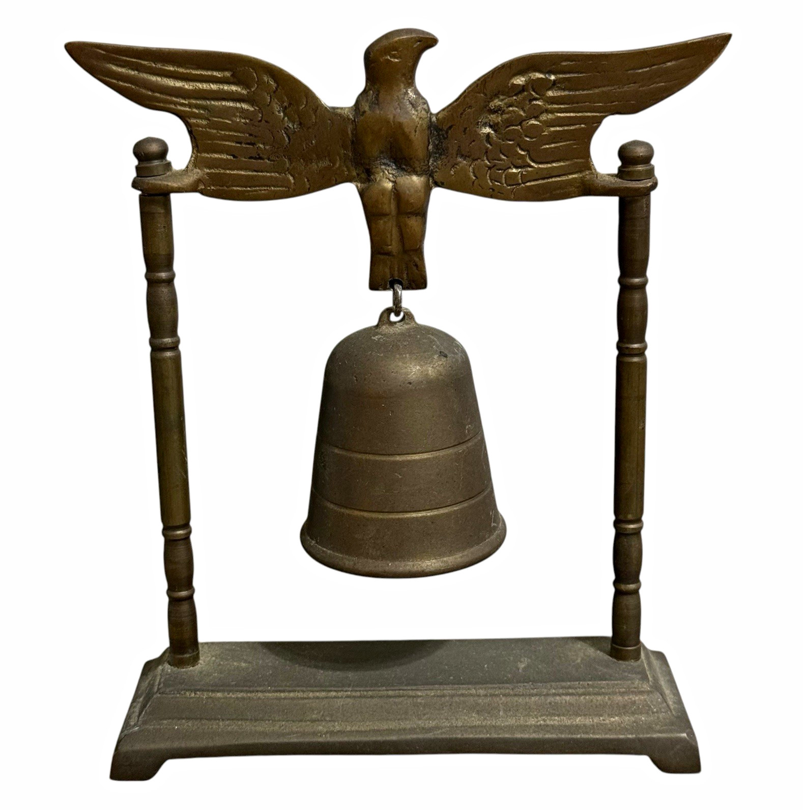 Vintage Brass Eagle Hanging Bell Patriotic Americana Desk Dinner Bell 