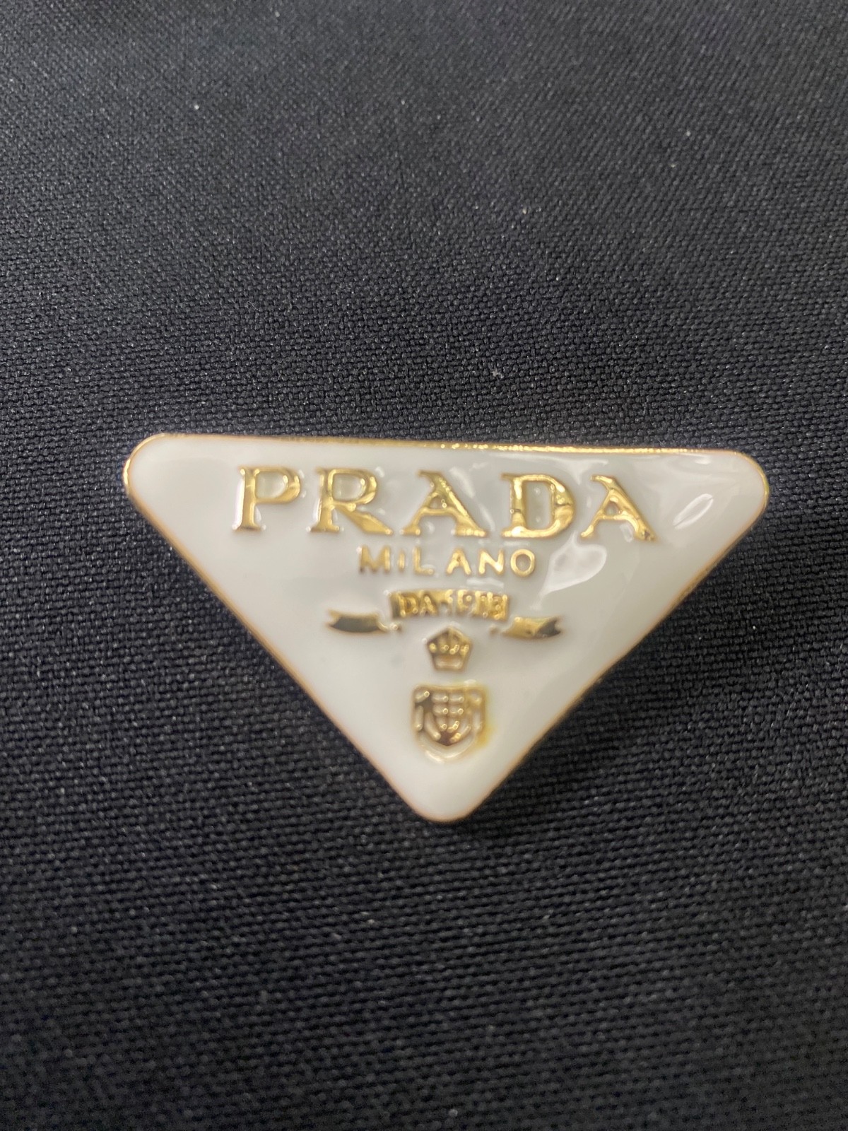 Prada Milano Brooch Pin White With Gold Tone