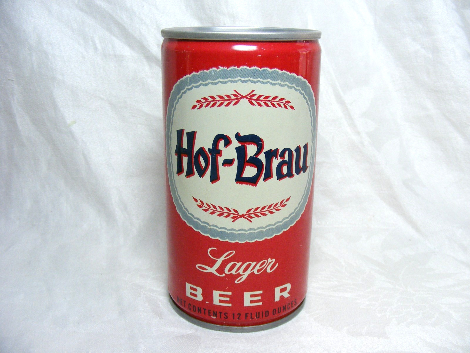 Vintage Steel Beer Can Hof-Brau Lager Beer 12oz Pull Tab