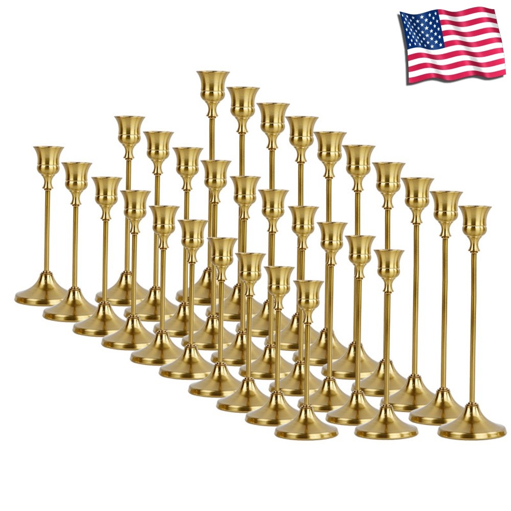 Bulk 30PCS Gold Metal Candlestick Holders Taper Candle Holder Set Bulk 30PCS Gold Metal Candlestick Holders Taper Candle Holder Set