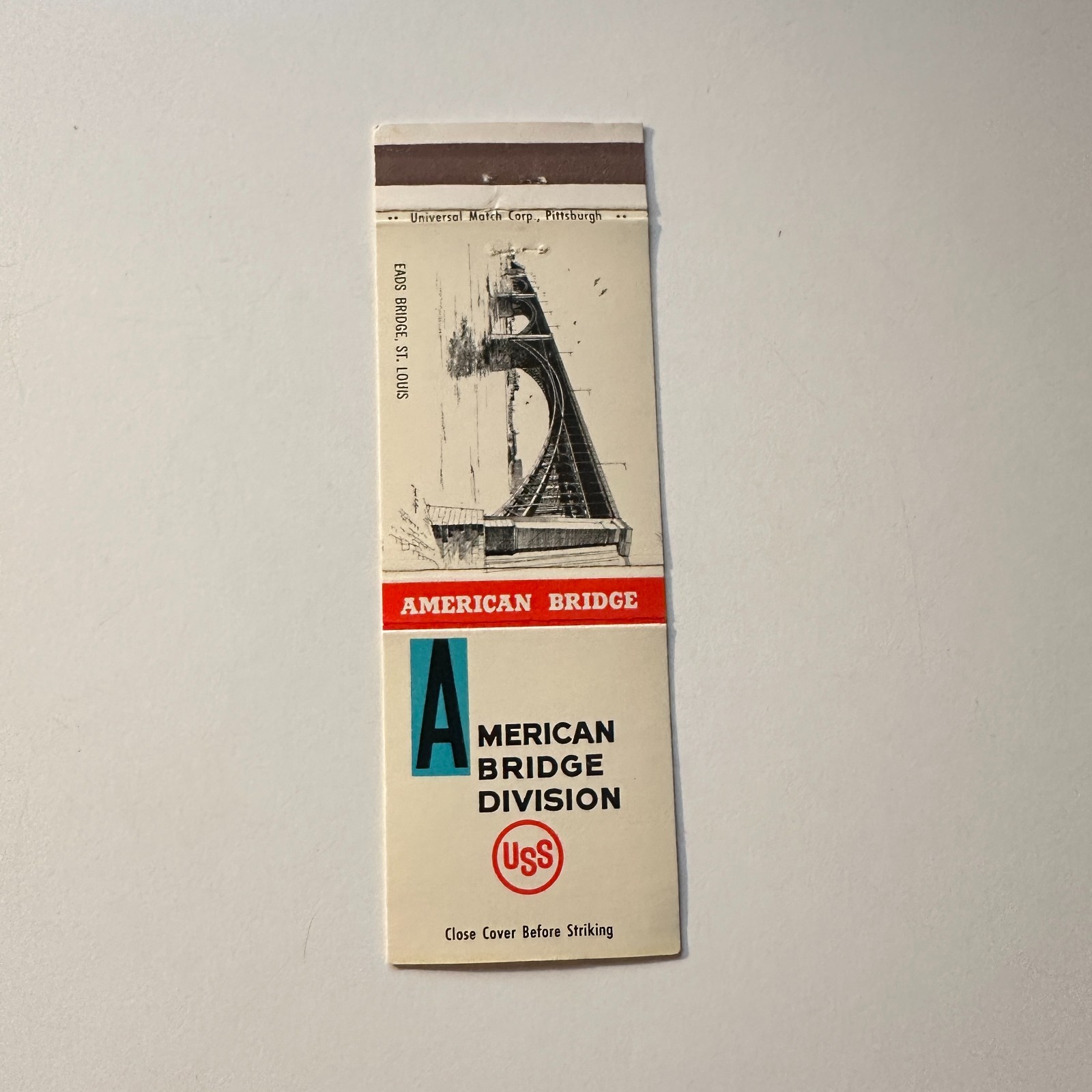 American Bridge Division Eads Bridge St Louis Vintage Matchbook Cover 5MB126-5