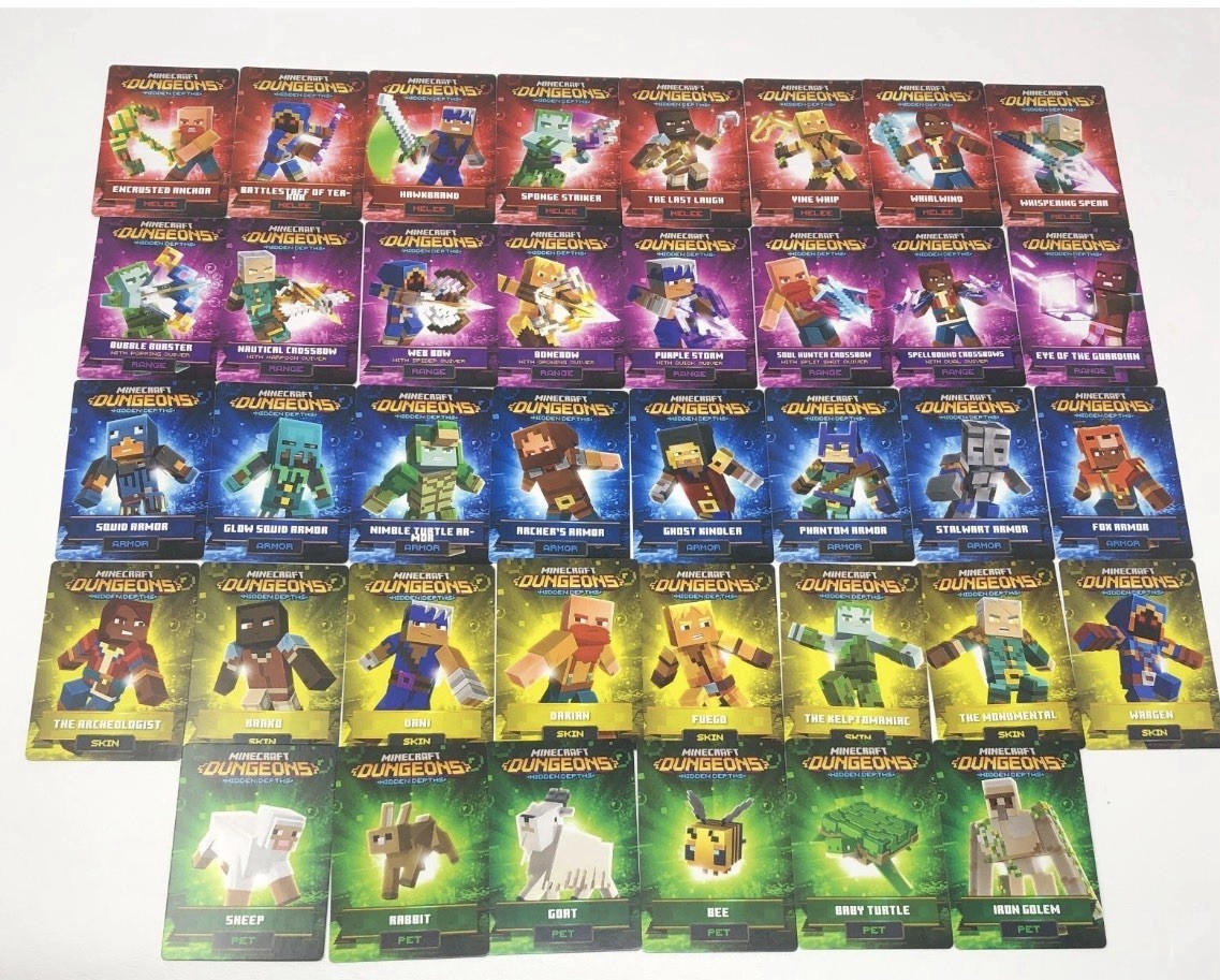 Minecraft Dungeons Arcade Cards Series 5 Hidden Depths Set 61-98 Mint 38 Cards