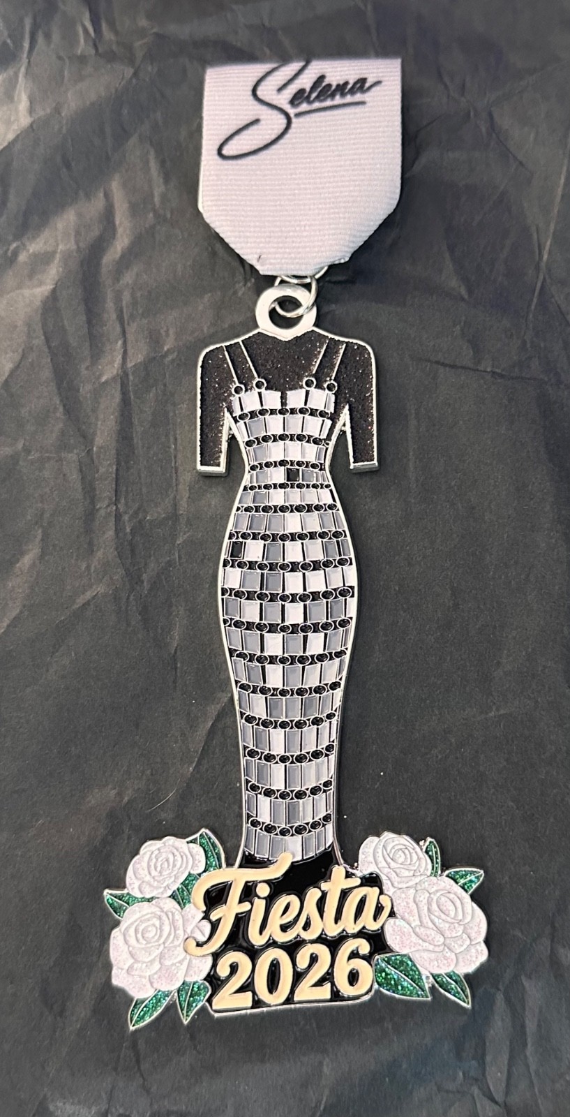 FIESTA 2026 SELENA THEMED MIRRORED  DRESS-HTF HAS GLITTER TOP IMMEDIATE SHIP
