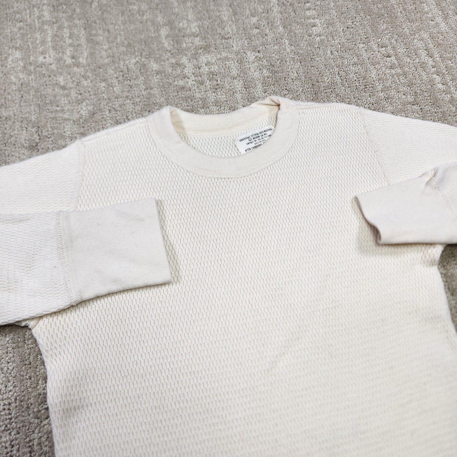 Vintage 70s US Military Extreme Cold Weather Waffle Knit Thermal Shirt Men M