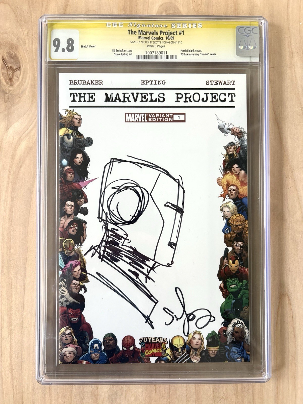 The Marvels Project 1 Skottie Young Iron Man Original Art Sketch CGC 9.8 