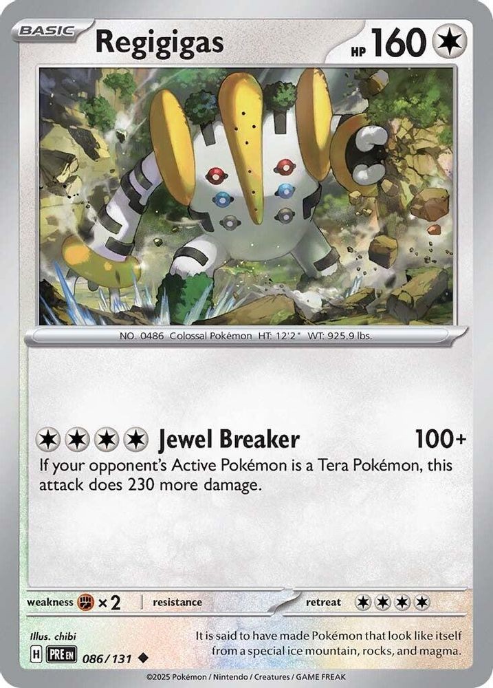 Regigigas 086/131 Uncommon Prismatic Evolutions Pokemon Reverse Holo Near Mint