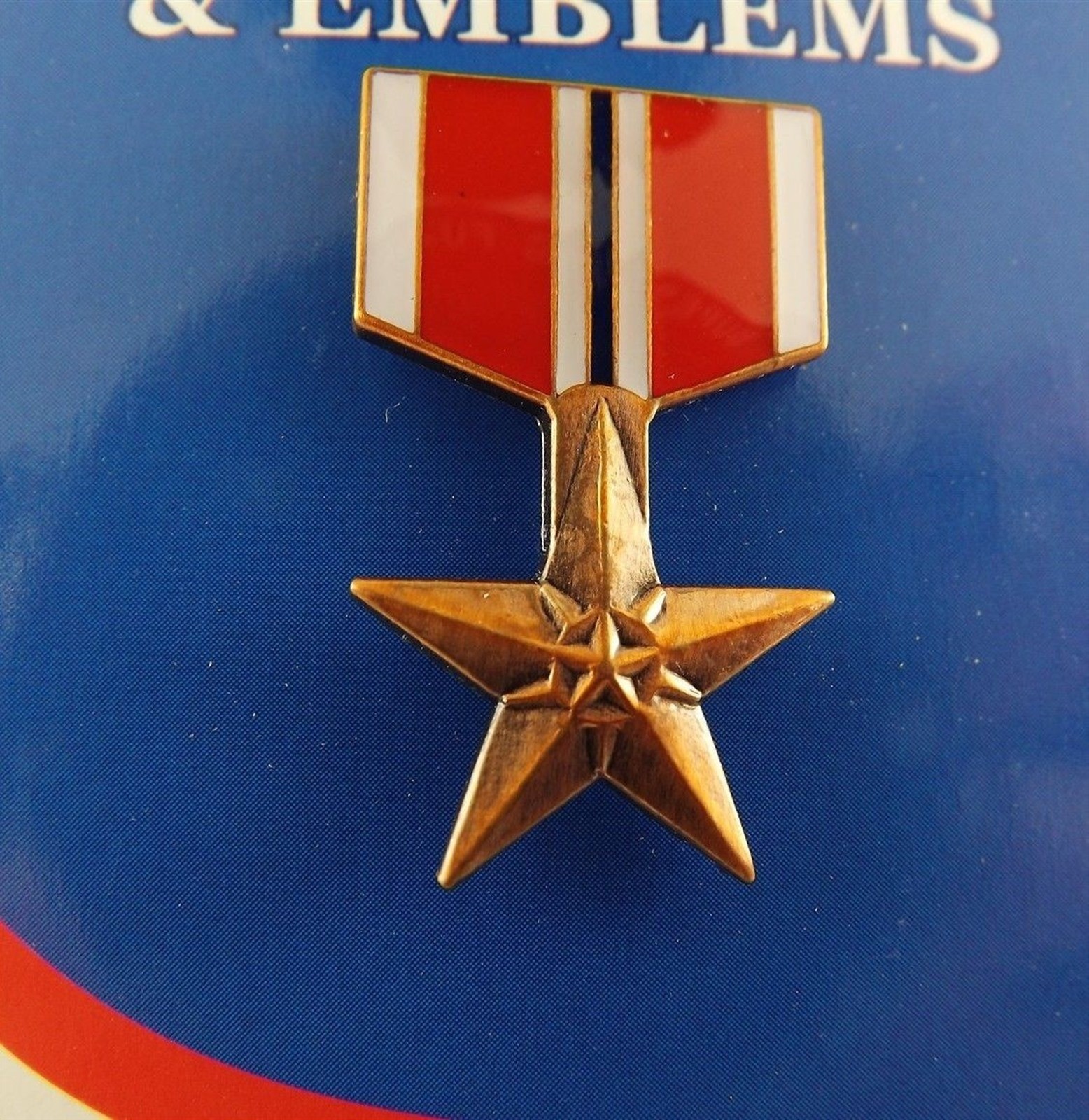 Bronze Star Medal Red & White Enamel 1-3/16