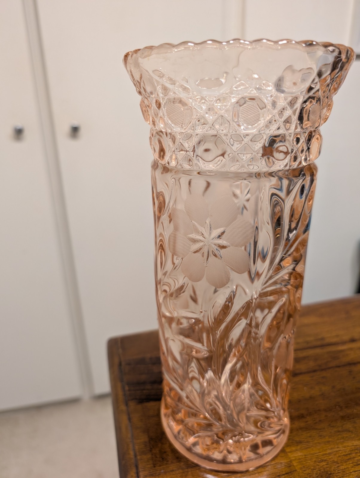 1916 EAPG McKee Glass #410 Beacon Innovation Series HTF Pink Depression Vase