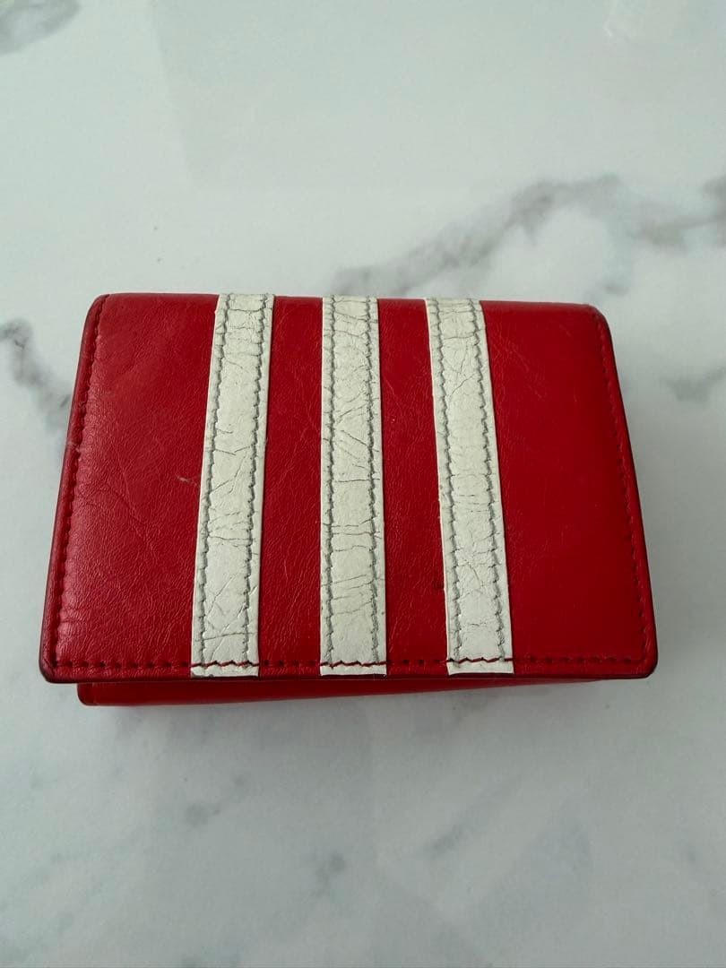 Balenciaga x Adidas Tri-Fold Wallet Collaboration Black Leather Used