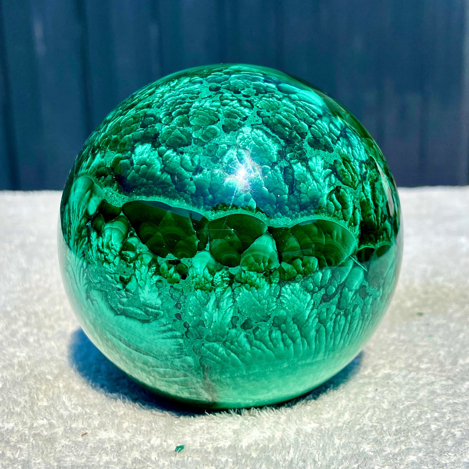2.7LB Rare Natural Malachite Quartz Hand Carved Sphere Crystal Healing