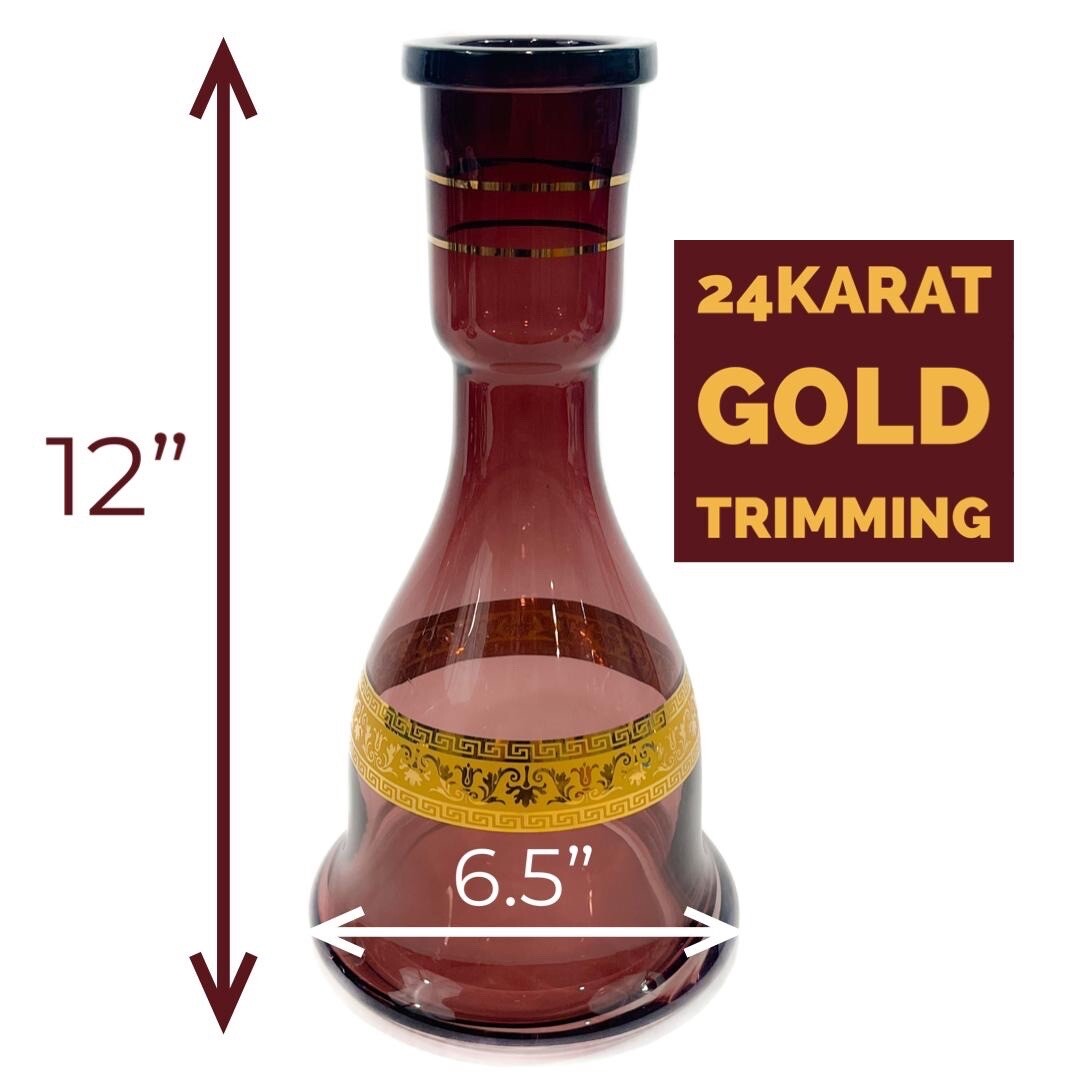 INHALE® 12\'\'H Color infused Hand Blown Crystal Glass Hookah Vase.24k Gold Trim INHALE® 12\'\'H Color infused Hand Blown Crystal Glass Hookah Vase.24k Gold Trim