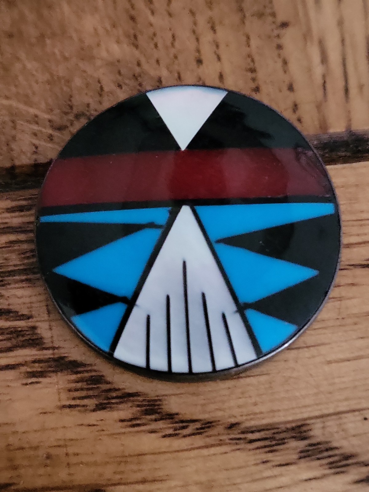 Native American Zuni Multi Stone Inlay Round Marked 925 Sterling Silver Pendant Native American Zuni Multi Stone Inlay Round Marked 925 Sterling Silver Pendant