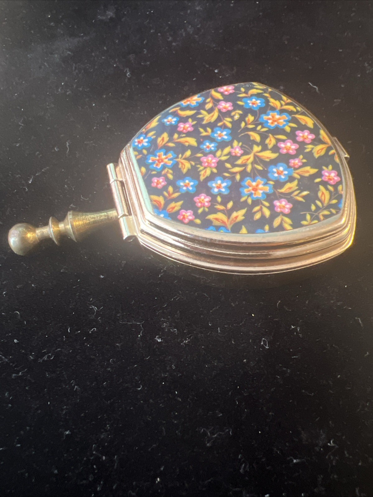 1950s-1960s Floral Chintz Portable Compact Ash Tray