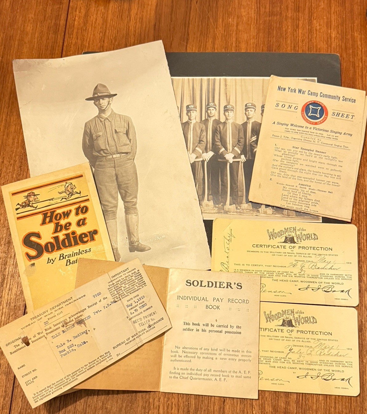 Ww1 Solider Group Yale B Rediker 110th Field Artillery Lot