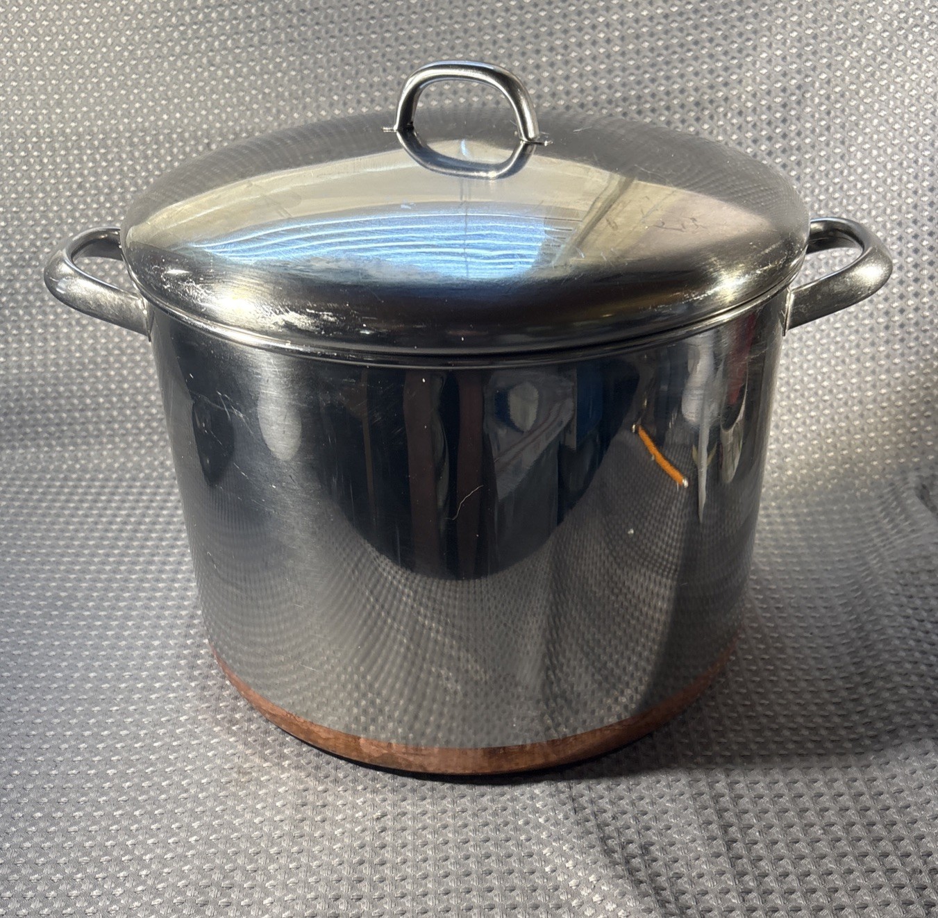 VTG 1985 Revere Ware 16 Qt Stock Pot w/Lid Stainless Steel Copper Bottom Rome NY