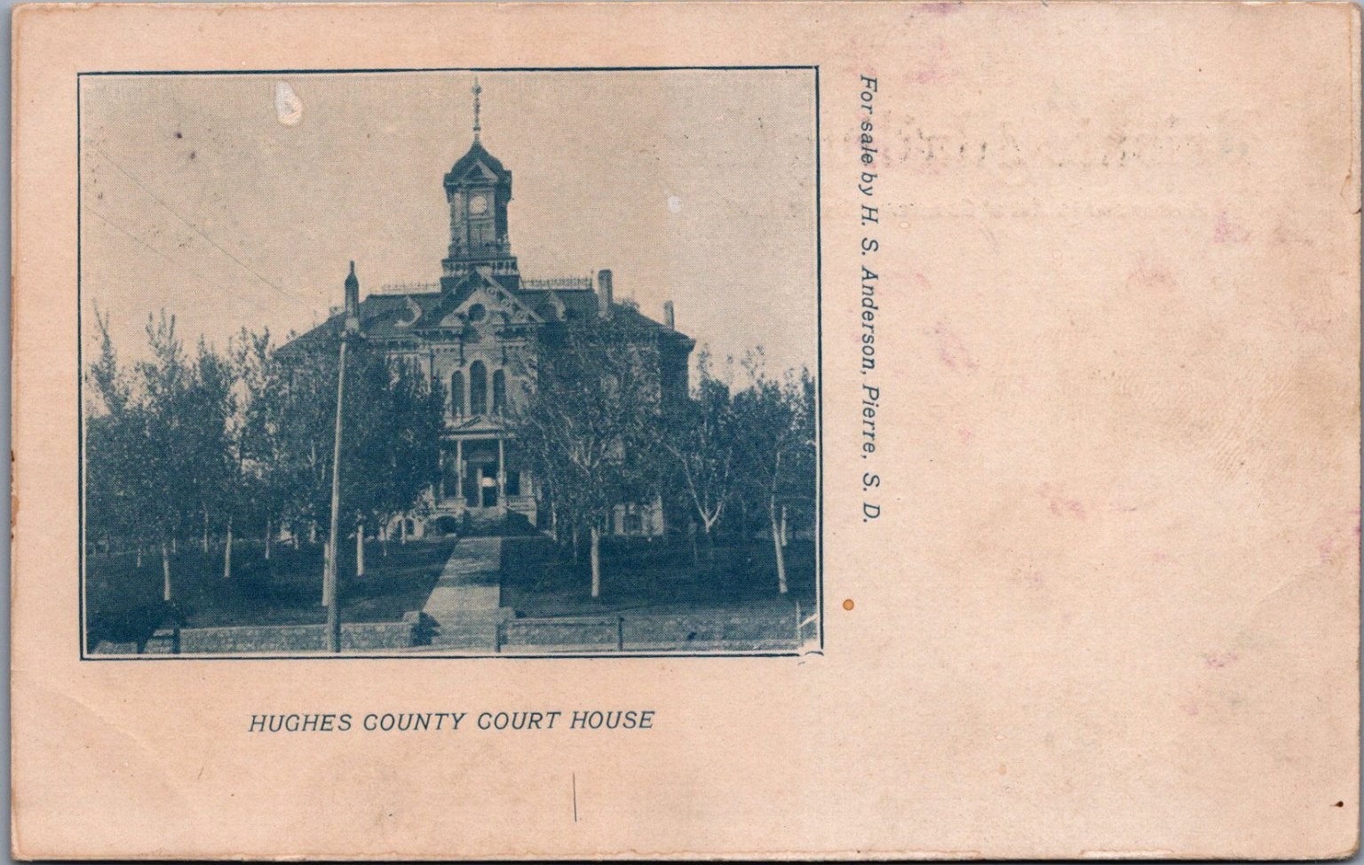 Pierre SD Hughes County Court House RPPC Postcard 1900s H.S. Anderson