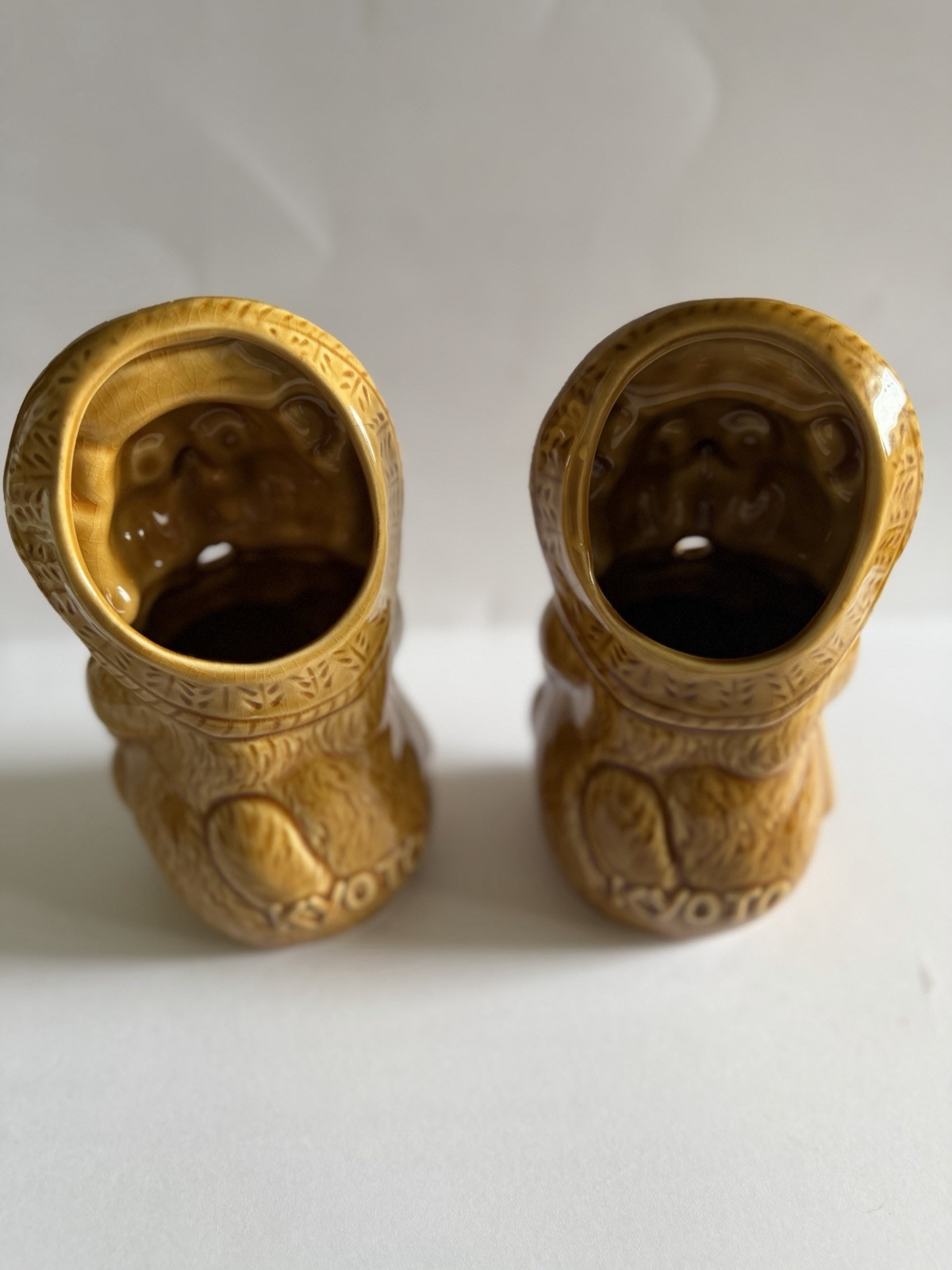 Vintage Japanese Tanuki Sake Bottles Pair Ceramic Raccoon Dog Made in Japan 7”