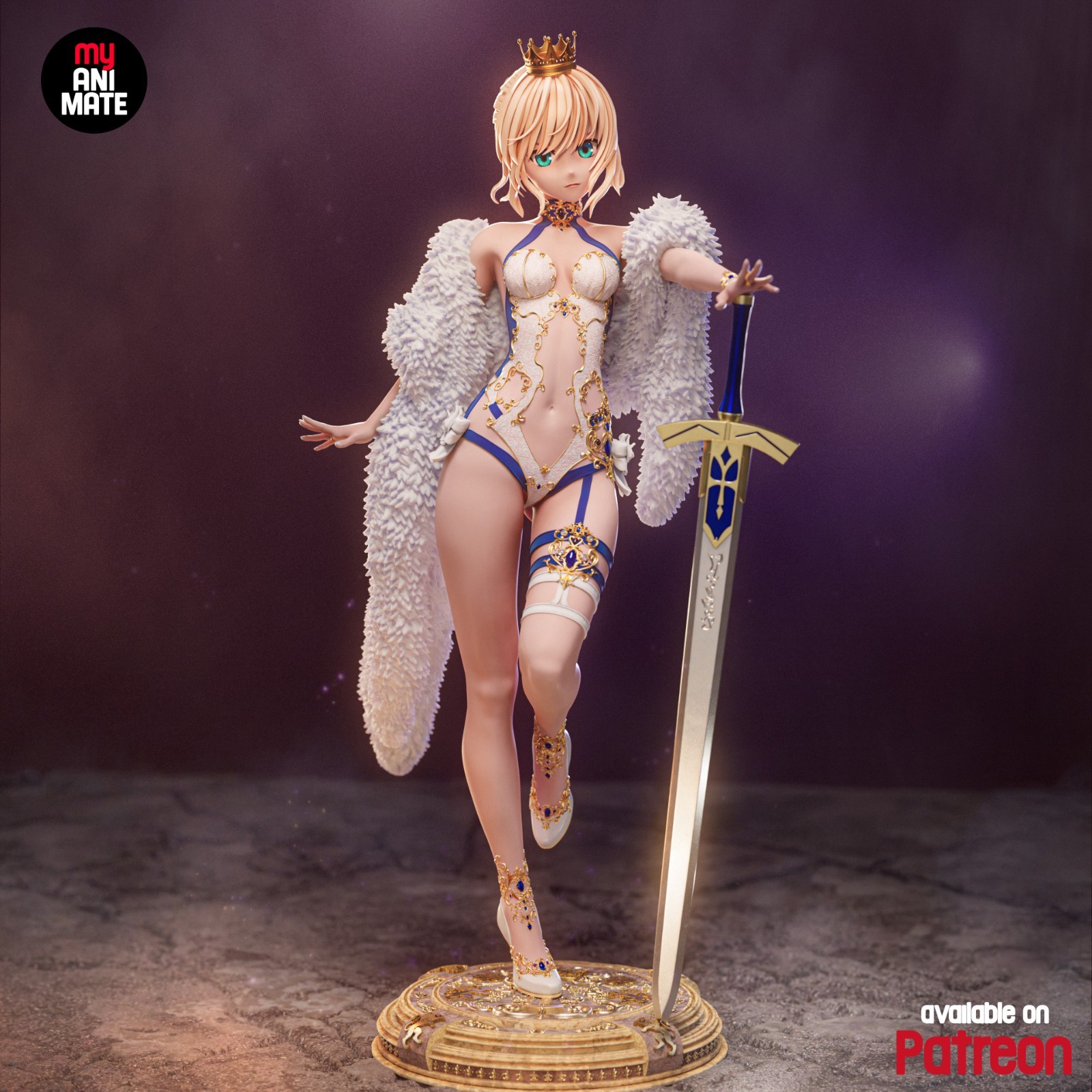 Saber Royal | Fate Series | 3D Printed Sculpture | Unpainted 1:6