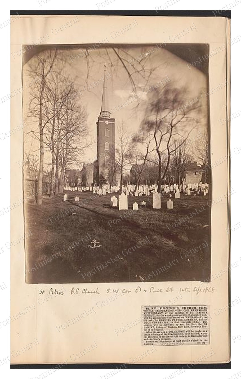 Philadelphia St. Peter's Church Standard Postcard COPY RPPC
