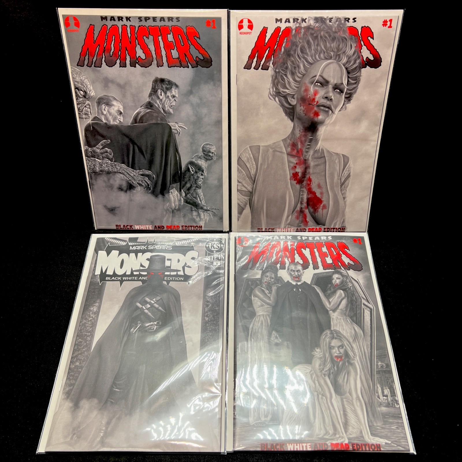 Mark Spears Monsters #1 Black White & Dead 7th Printing Four Cover Set 2026 NM Mark Spears Monsters #1 Black White & Dead 7th Printing Four Cover Set 2026 NM