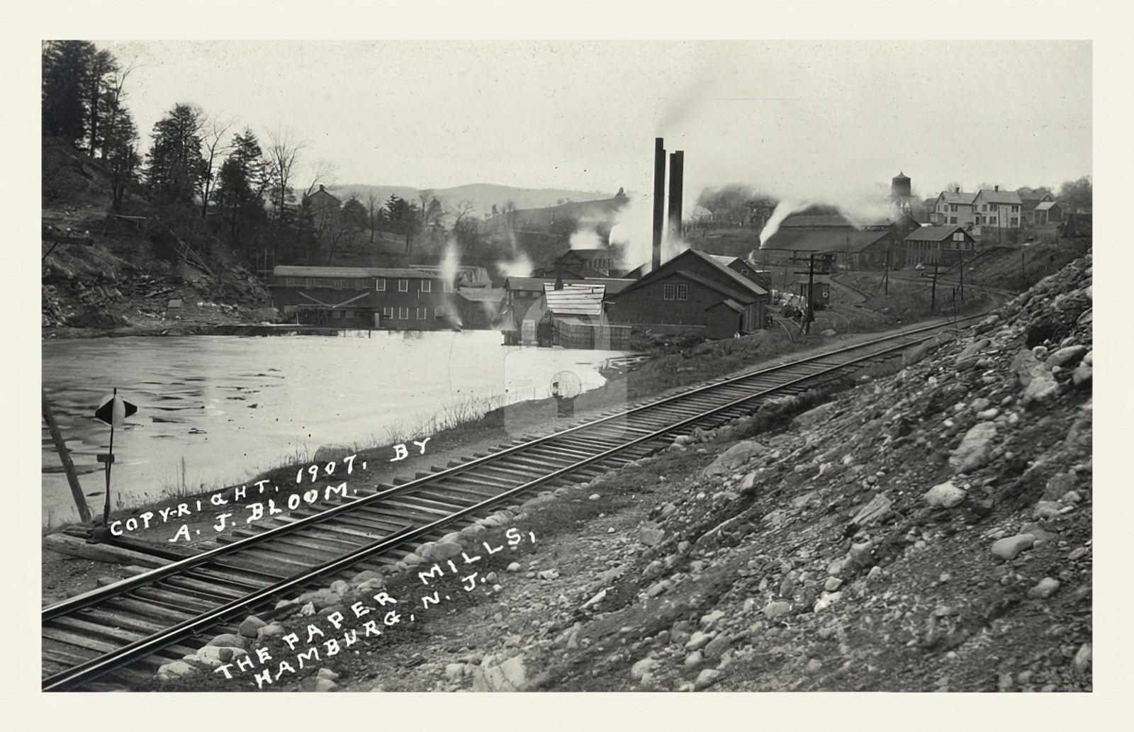 paper mills Hamburg NJ New Jersey 1907 RPPC Photo Postcard COPY