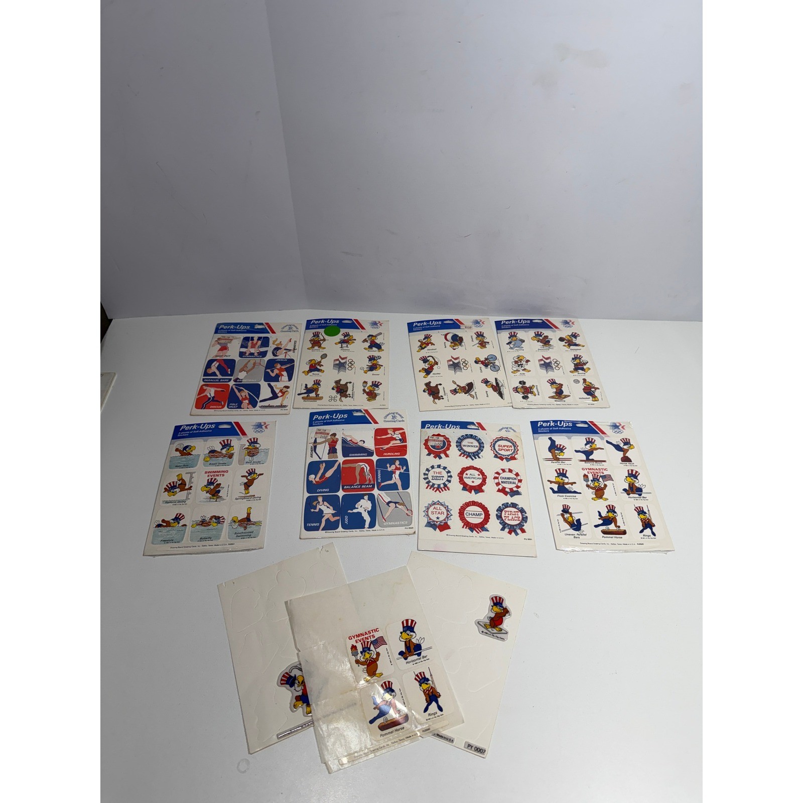 Vintage 1984 LA Olympics Sam the Eagle Sticker Sheets Perk-Ups Drawing Board Lot Vintage 1984 LA Olympics Sam the Eagle Sticker Sheets Perk-Ups Drawing Board Lot
