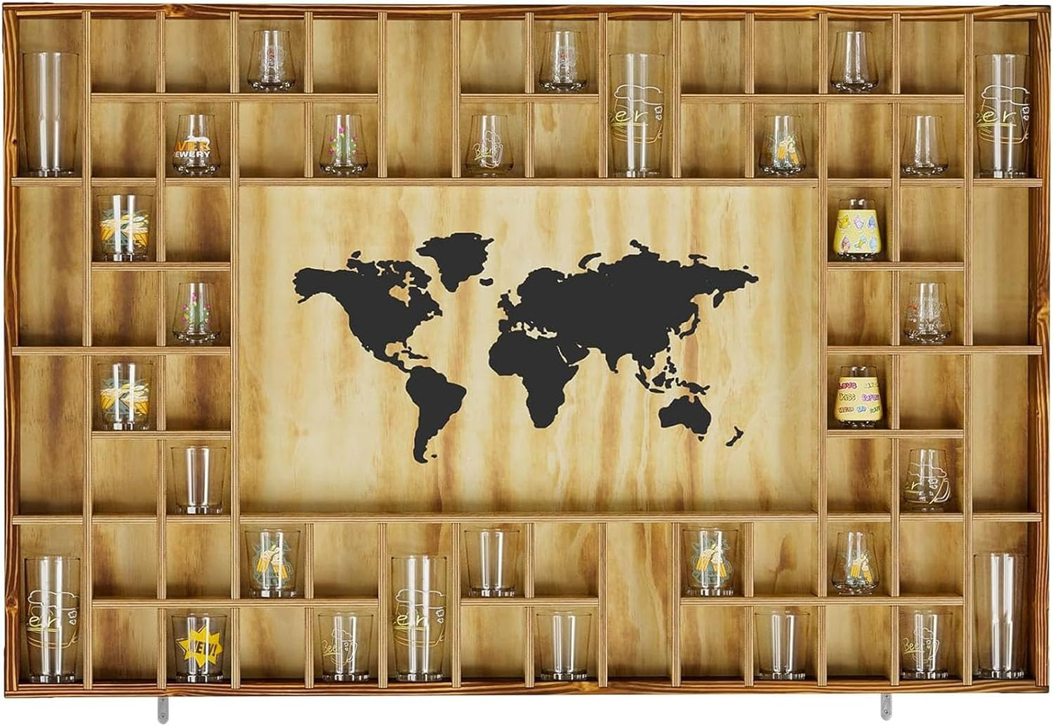 68 Large World Map Shot Glass Display Case Rustic Shot Glass Holder 37X 24.4In 68 Large World Map Shot Glass Display Case Rustic Shot Glass Holder 37X 24.4In