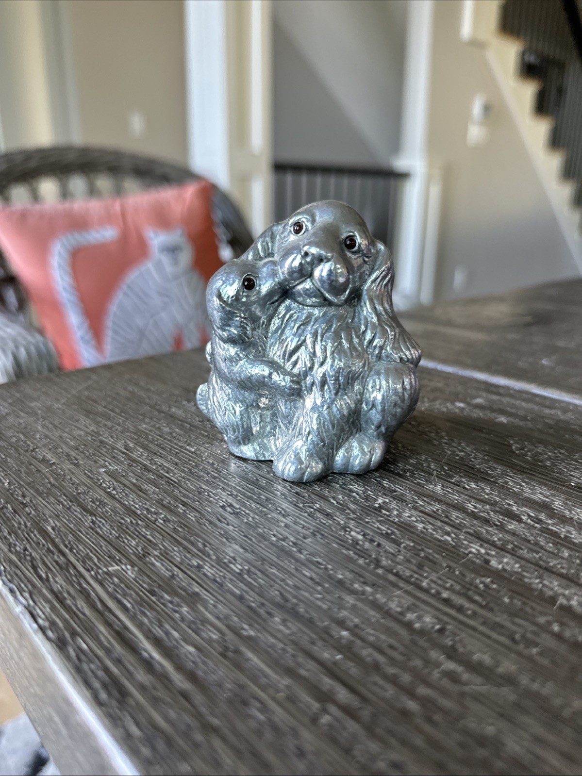 Vintage 1992 Arthur Court Designs Momma Dog Puppy Aluminum Paper Weight Vintage 1992 Arthur Court Designs Momma Dog Puppy Aluminum Paper Weight