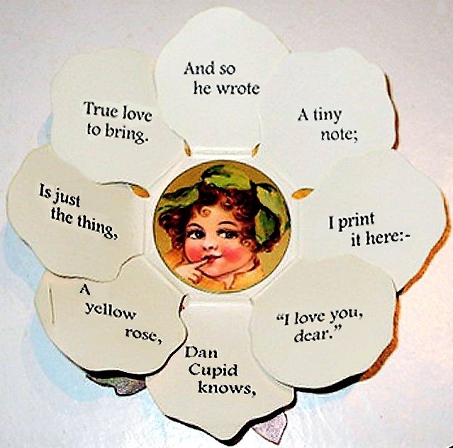 VALENTINES DAY CARD Yellow Rose PETAL CARD Antique replica MINT/SEALED Shackman