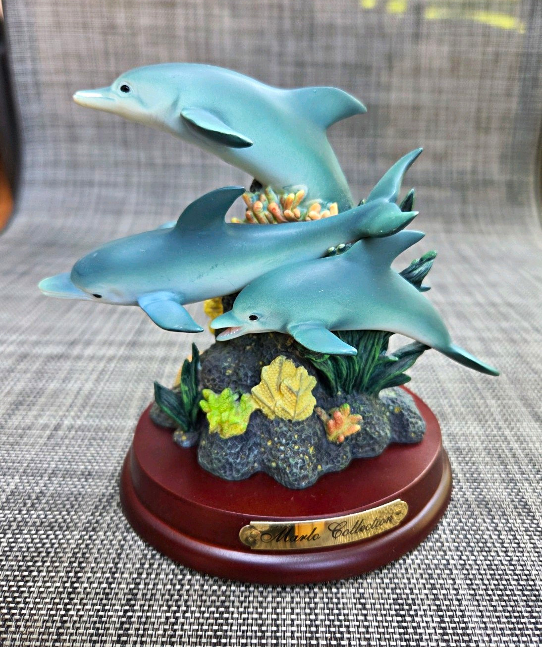 Artmark Marlo Collection Resin Dolphin Figurine Sculpture on Wood Base Artmark Marlo Collection Resin Dolphin Figurine Sculpture on Wood Base