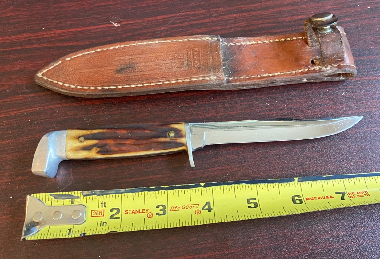 Case XX vintage knife Sambar Deer Stag w/ Sheath fixed blade (1940-1965)
