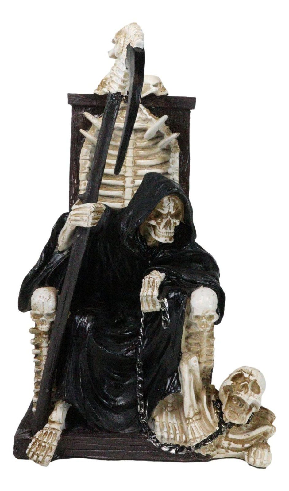 Ebros The Dark Lord Grim Reaper Seated On Skeletons & Skulls Throne Statue