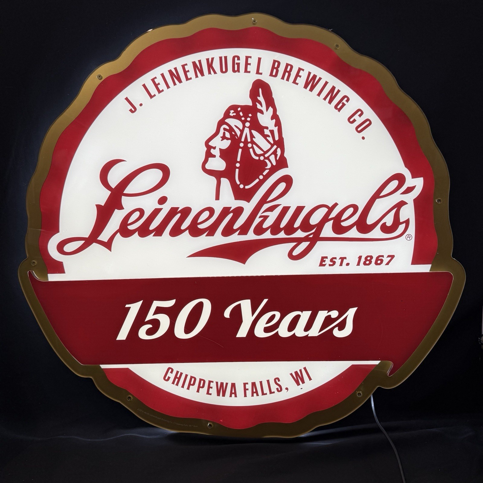 Leinenkugel's 150 Years LED Beer Sign Chippewa Falls WI Breweriana Bar Man cave