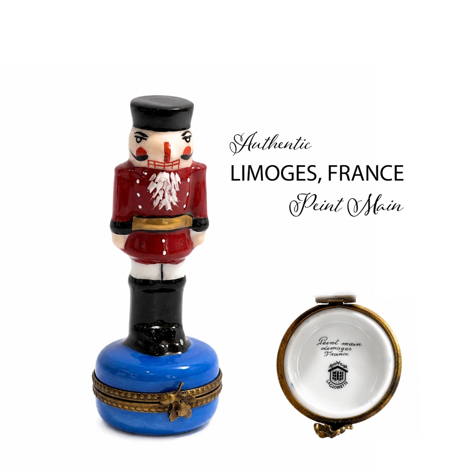 Limoges France Peint Main La Gloriette Nutcracker Soldier Figural Box Cobalt Min Limoges France Peint Main La Gloriette Nutcracker Soldier Figural Box Cobalt Min