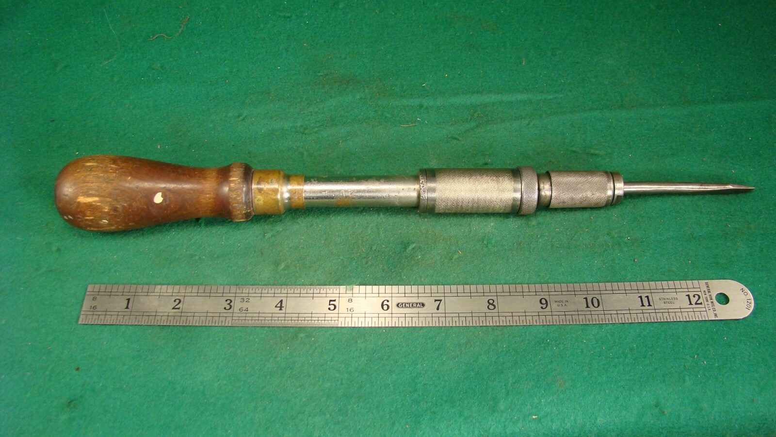 Millers Falls no. 620 ? Patent 1926 Reversible Spiral Push Drill + Yankee Bit