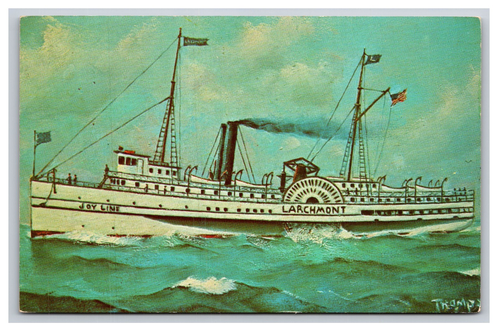 Joy Line Steamship Larchmont By Ellery Thompson Postcard