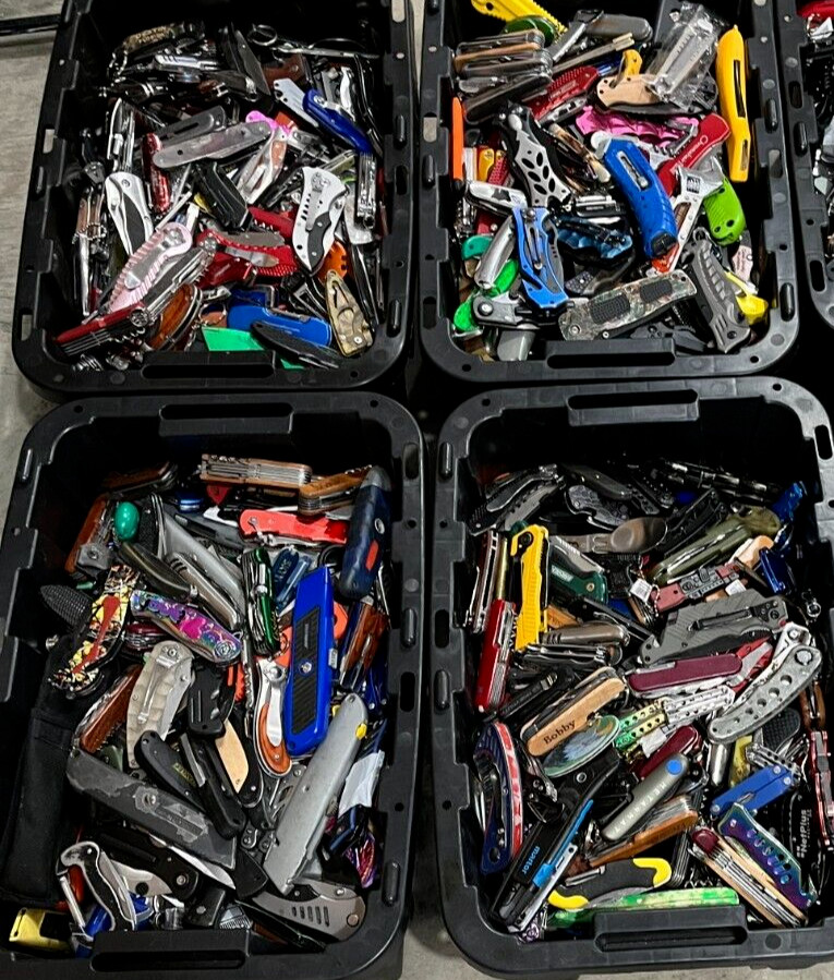 50 Pound Lot Of TSA Folding Pocket Multi Tools Variety Mix Knives Assorted TSA