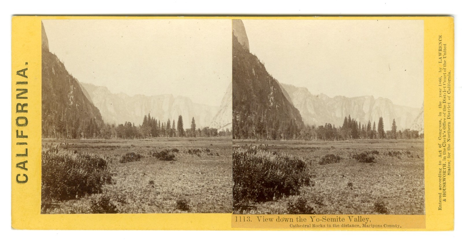 California - View Down the Yosemite Valley by Lawrence & Houseworth