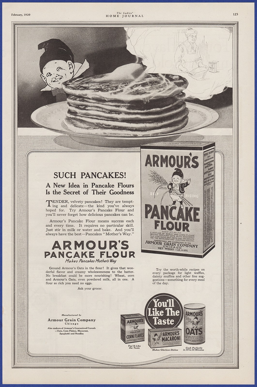 Vintage 1920 ARMOUR\'S Pancake Flour Kitchen Art Decor Ephemera 1920\'s Print Ad