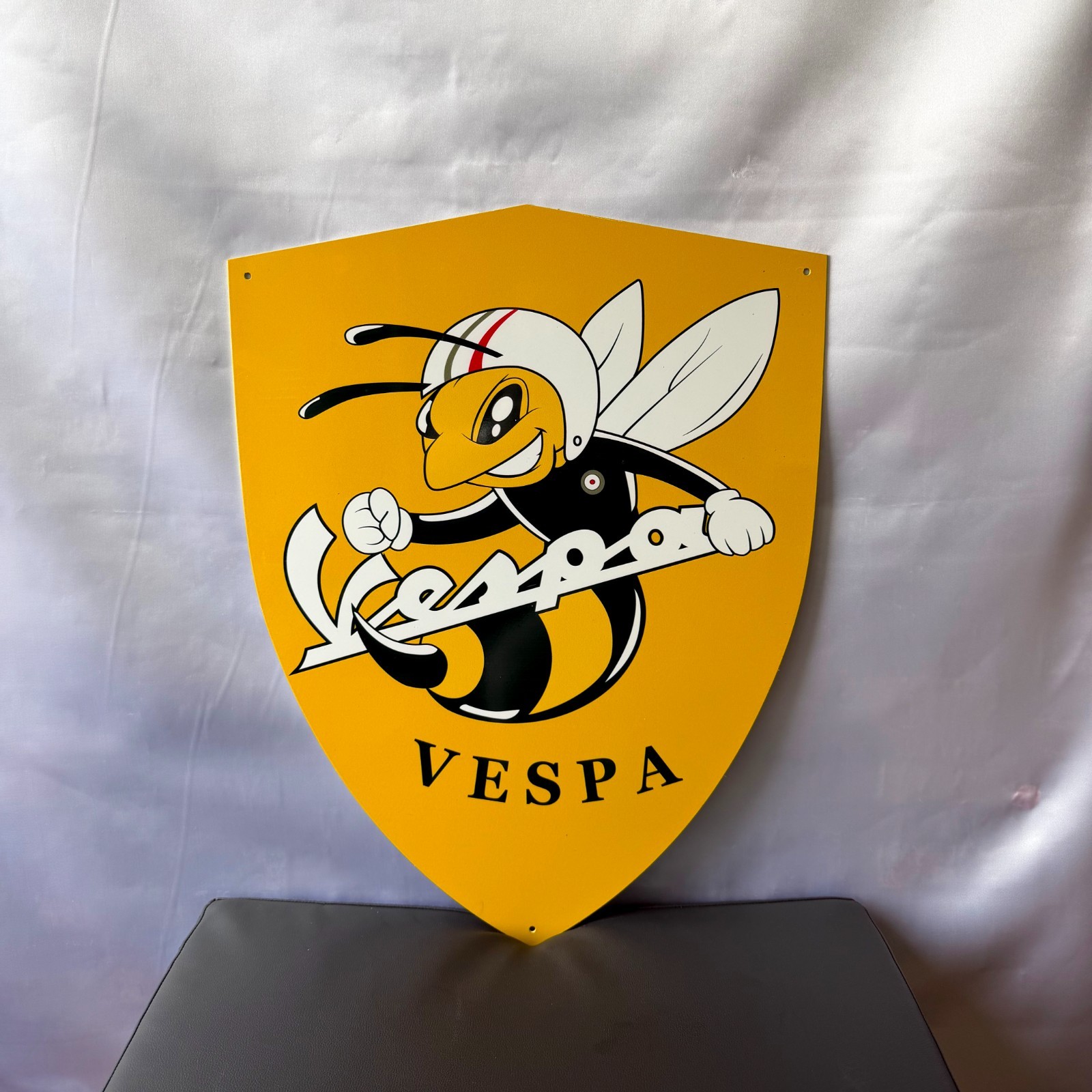 Vespa Bee Logo Shield Yellow Vespa Wasp Emblem Heavy Metal Sign -\