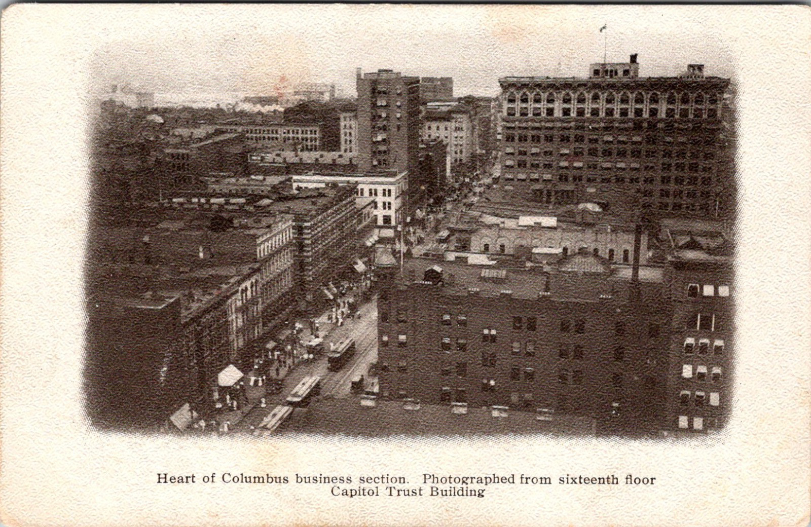 Heart of Columbus Business Section Capitol Trust Building Vintage Postcard TPX2